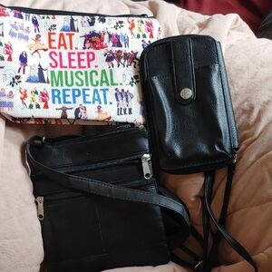 Colorful Musical Print Pouch and Black Crossbody Bags